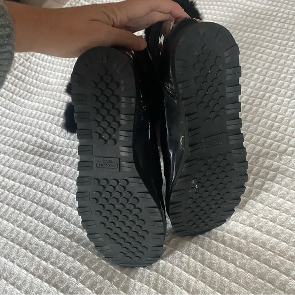 Coach black logo fur trim winter boots size 8.5 - Picture 11 of 11